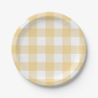 7" Paper Plate in buttercup yellow gingham