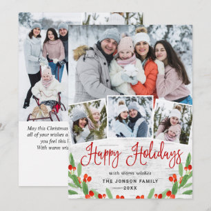 7 PHOTO Christmas Rustic Birch Bark Greeting Holiday Card