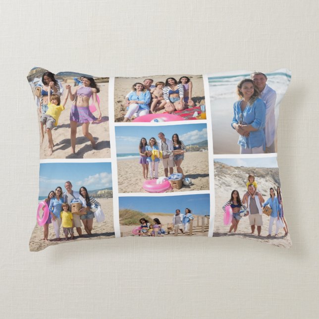 7 Photo collage family template personalized Accent Pillow (Front)