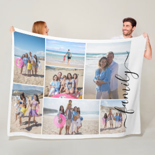 7 Photo collage family template personalized Fleece Blanket