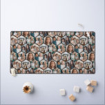 7 Photo Collage - funky hexagon pattern - black Desk Mat<br><div class="desc">This fun photo montage includes a place for 7 pictures. The grid includes a grid of hexagon shaped photos with plenty of room to add your favourite party pics. Square photos work best with this template. Add your favourite pics to this fun template. You can use square photos or any...</div>
