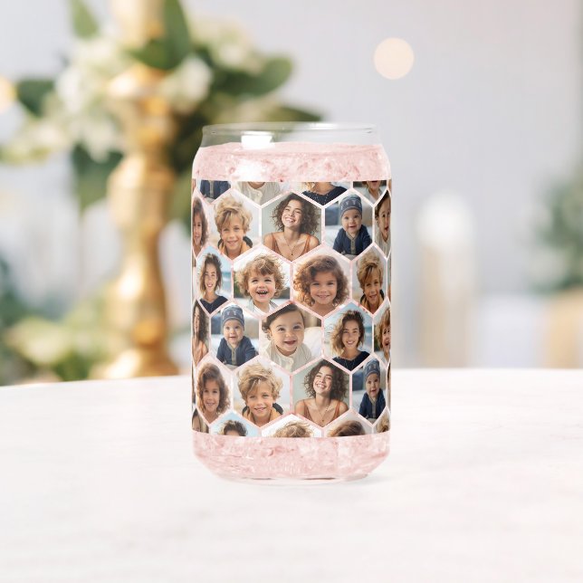 7 Photo Collage - funky hexagon pattern Can Glass (Insitu (Wedding))