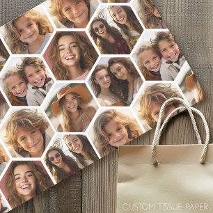 7 Photo Collage - funky hexagon pattern Wrapping P Tissue Paper