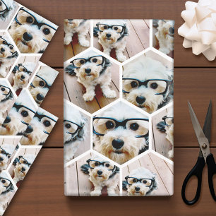 7 Photo Collage - funky hexagon pattern  Wrapping Paper Sheet