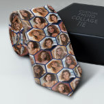 7 Photo Collage - funky honeycomb pattern - blue Tie<br><div class="desc">BE PATIENT -- IT takes time for photos to load --- This fun photo montage includes a place for 7 pictures. The grid includes a grid of hexagon or honeycomb shaped photos with plenty of room to add your favourite party pics. Square photos work best with this template. Add your...</div>