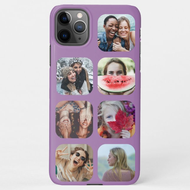 7 Photo Collage Purple Square Template iPhone Case (Back)