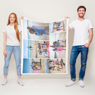 7 Photo collage template personalized Fleece Blanket