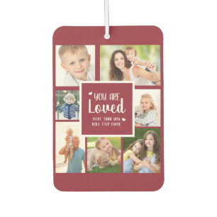 7 Photo Collage You Are Loved Red White Air Freshener