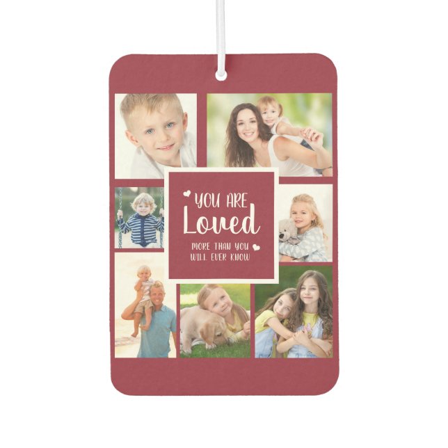 7 Photo Collage You Are Loved Red White Air Freshener (Front)