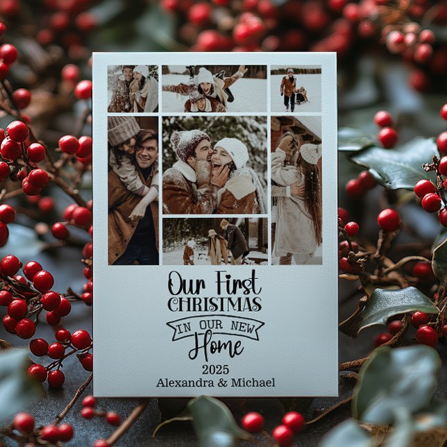 7 Photo Minimalist Christmas First Home Holiday Card (Creator Uploaded)