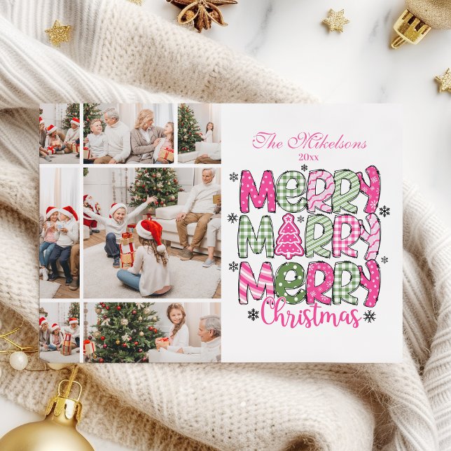7 Photo Pink Green Merry Christmas Holiday (Creator Uploaded)