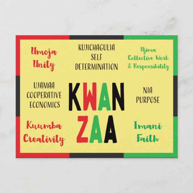 7 Principes Carte de vacances moderne Kwanzaa (Devant)