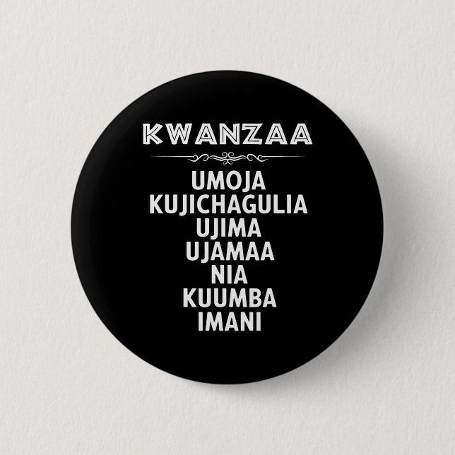 7 Principles Of Kwanzaa  2 Inch Round Button (Front)