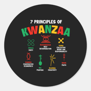 7 Principles Of Kwanzaa - African American Heritag Classic Round Sticker
