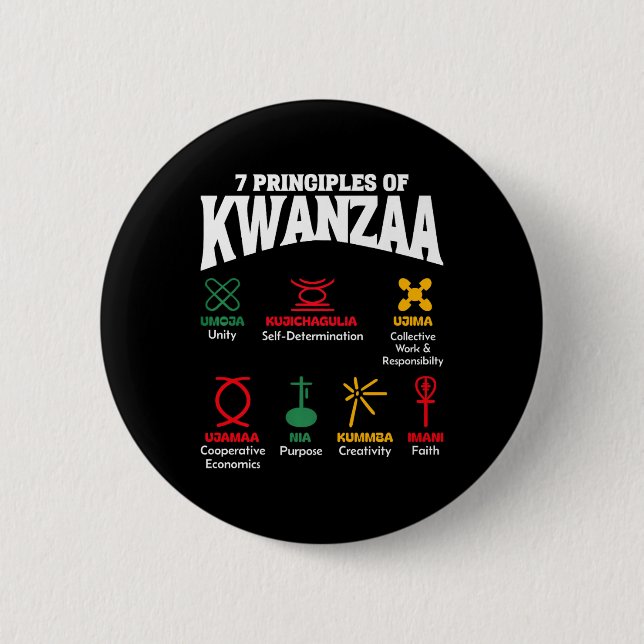 7 Principles Of Kwanzaa African American Pride Men 2 Inch Round Button (Front)