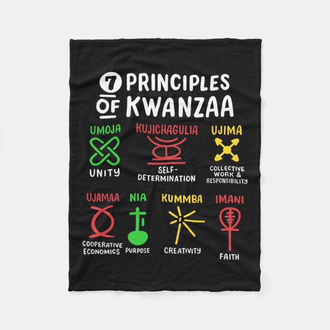 7 Principles Of Kwanzaa Black African American Men Fleece Blanket (Front)