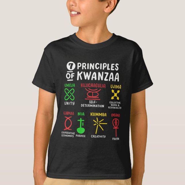7 Principles Of Kwanzaa Black African American Men T-Shirt (Front)