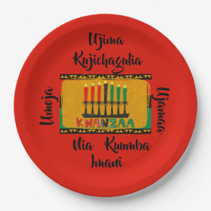 7 Principles of Kwanzaa Candles 9" Paper Plate