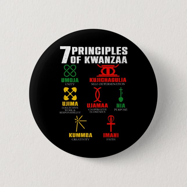 7 Principles Of Kwanzaa Celebration Pan African Bo 2 Inch Round Button (Front)