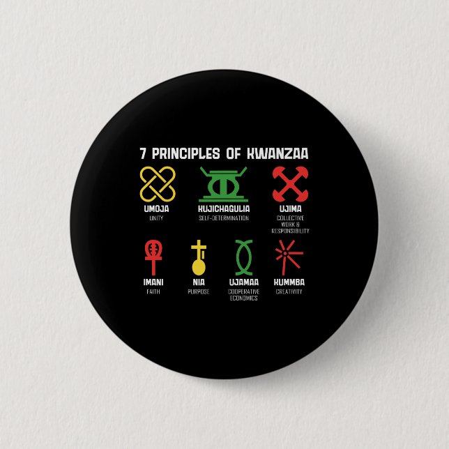 7 Principles Of Kwanzaa Happy Kwanzaa African Amer 2 Inch Round Button (Front)