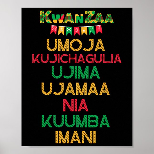 7 Principles Of Kwanzaa Happy Kwanzaa African Cand Poster (Front)