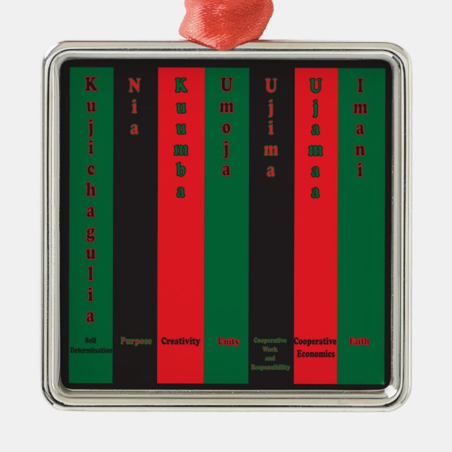 7 Principles of Kwanzaa (Vertical) Metal Ornament (Front)