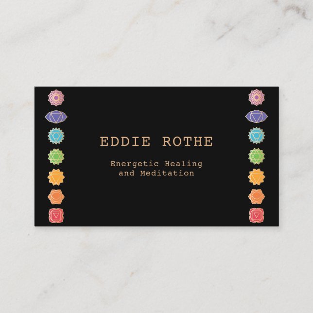 7 Rainbow Chakra Energy Healer Yoga Business Card (Front)