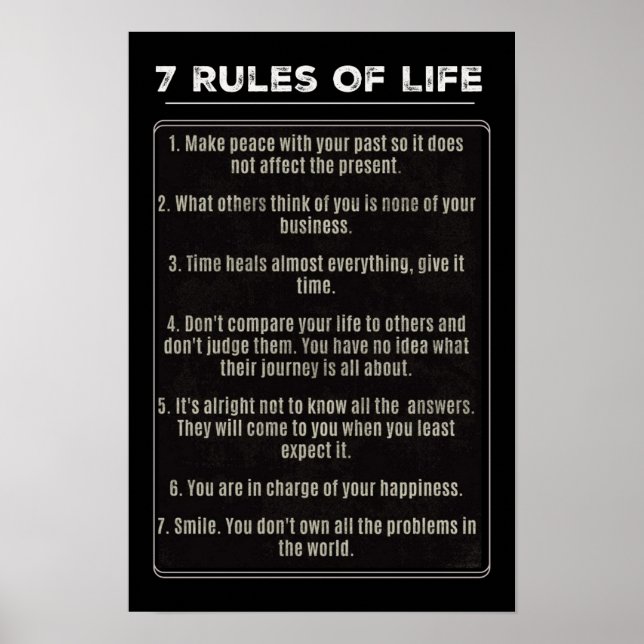 7 Règles De Vie, Imprimé, Papier Poster De Valeur  (Devant)