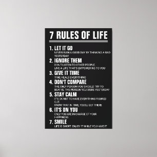 7 Rules of Life Motivational Quote Modern Script Canvas Print