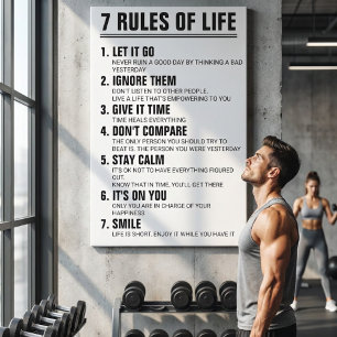 7 Rules of Life Motivational Quote Modern Script Canvas Print