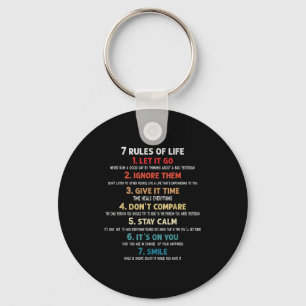 7 Rules Of Life Motivational Quotes For Men, Women Keychain