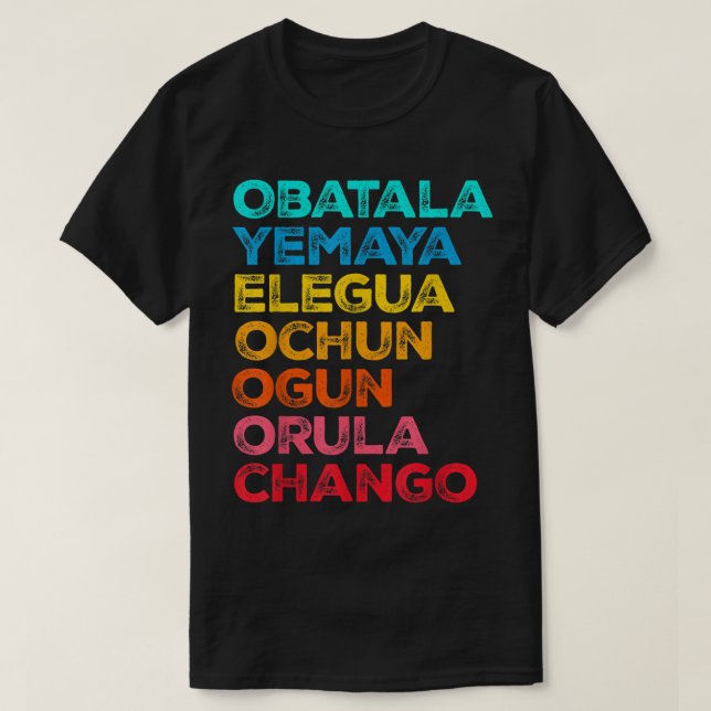 7 Seven African Powers Orisha Santeria Cuba Religi T-Shirt (Design Front)