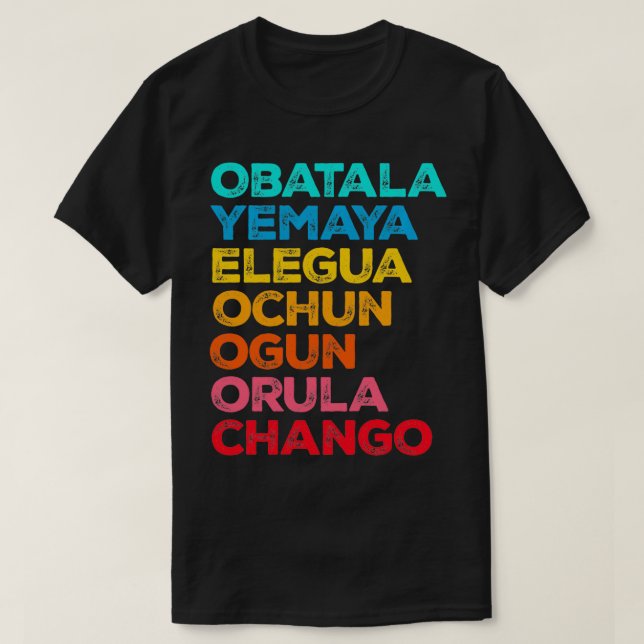 7 Seven African Powers Orisha Santeria Cuba Religi T-Shirt (Design Front)