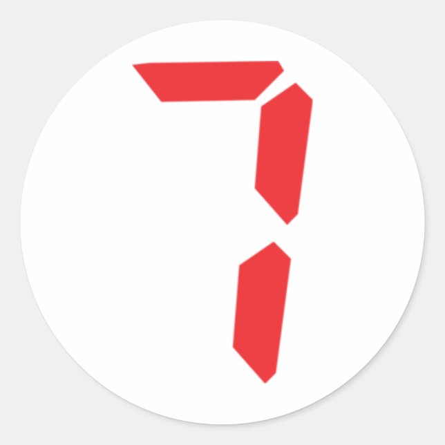 7 seven  red alarm clock digital number classic round sticker (Front)