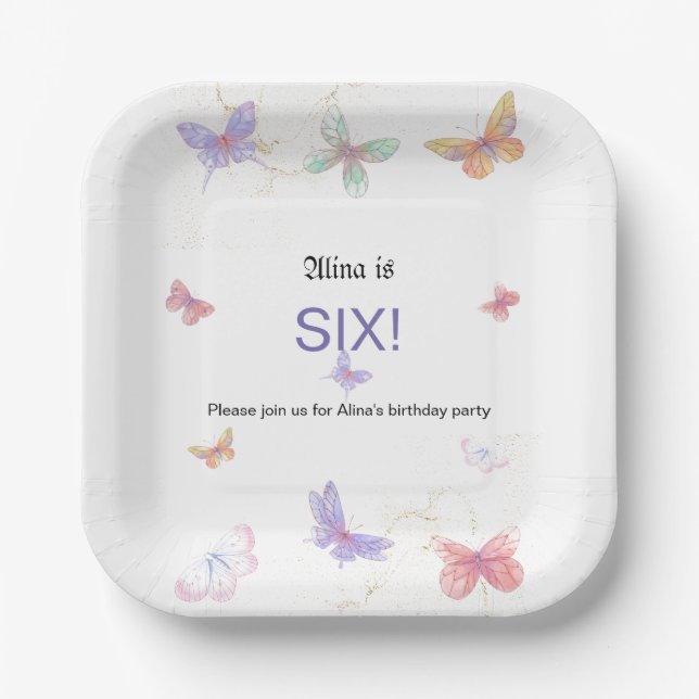 7" Square Birthday Party Paper Plate (Front)