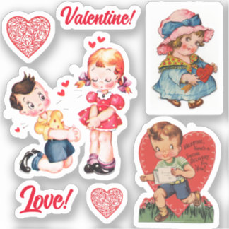7 Stickers Vintage / Retro Valentine’s