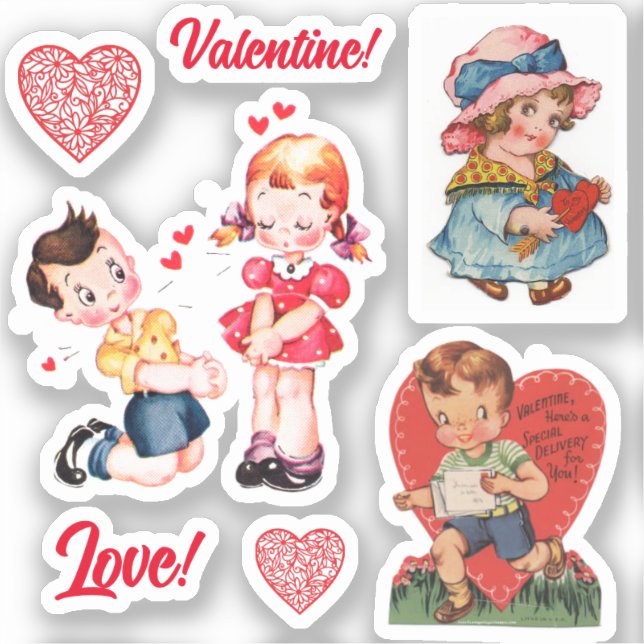 7 Stickers Vintage / Retro Valentine’s (Recto)