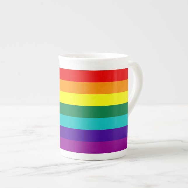 7 Stripes Rainbow Gay Pride Flag Bone China Mug (Front Right)