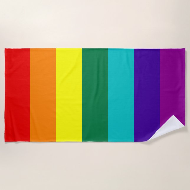 7 Stripes Rainbow Pride Flag Beach Towel (Front)