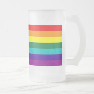7 Stripes Rainbow Pride Flag Frosted Glass Beer Mug