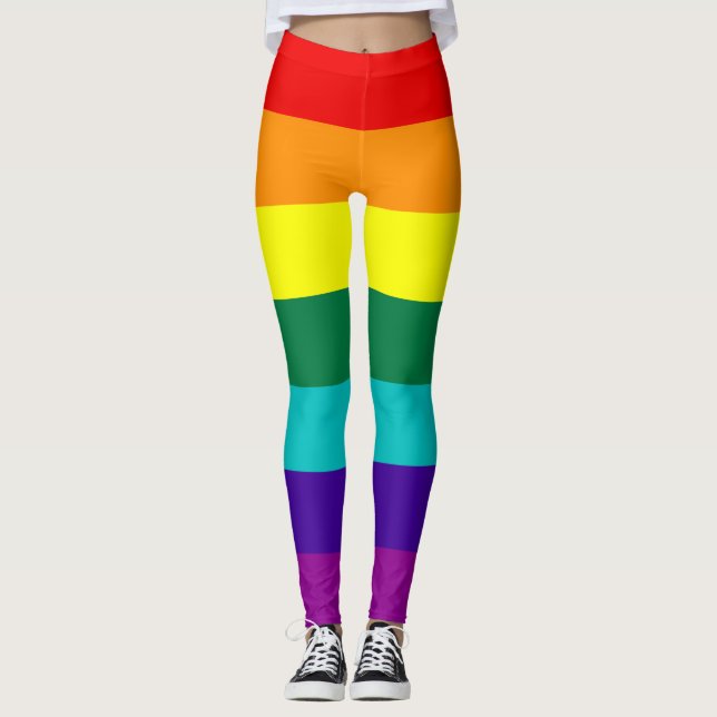 7 Stripes Rainbow Pride Flag Leggings (Front)