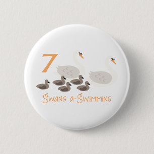 7 Swans a Swimming 2 Inch Round Button