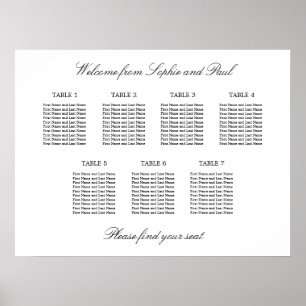 7 Table Elegant Minimalist Seating Chart