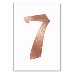 7 Table  Number White Metallic Pink Rose Gold