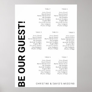 7 table Simple White Wedding seating chart