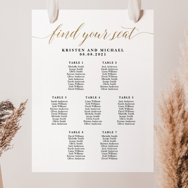 7 Tables Find Your Seat Seating Chart  (Creator Uploaded)