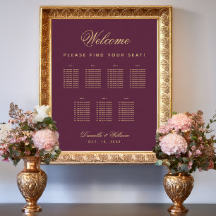 7 Tables Wedding Seating Chart - Simple Wine Colou
