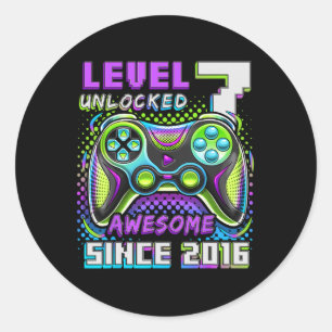 7 Unlocked Awesome 2016 Video Game 7th Birthday Bo Classic Round Sticker