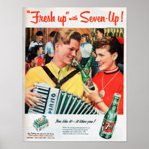 7 Up Vintage Soft Drink Retro Ad Poster