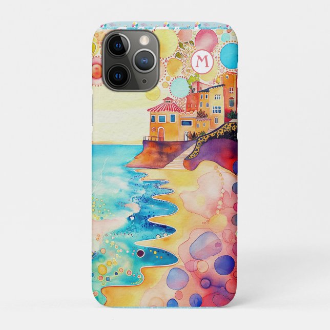 *~*  7 Watercolor Sea Beach Umbrella Sand Case-Mate iPhone Case (Back)